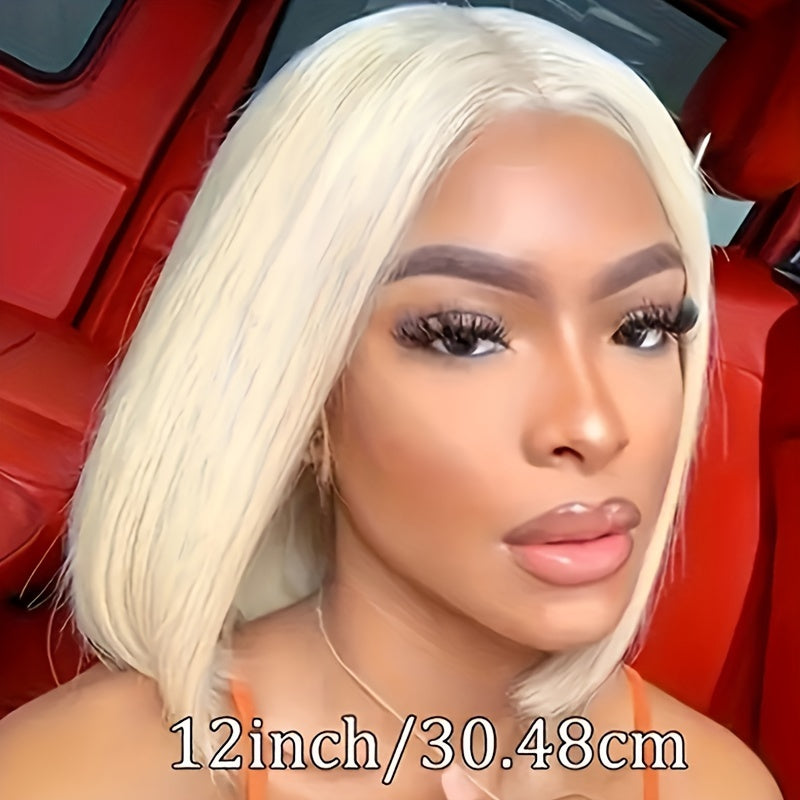 613 Blonde Bob Wig Human Hair 13x4 Blonde Lace Front Wigs Human Hair Pre Plucked Transparent Lace 180% Density 613 Frontal Wig Brazilian Straight Short Bob Wigs