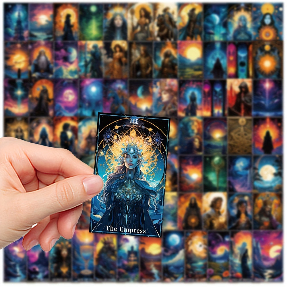 78pcs Fantasy Tarot Card Sticker Set - Matte Finish, Self-Adhesive Decals for Luggage & Laptop, Waterproof Vinyl Stickers, Cartoon Designs for Skateboards, Water Bottles, Scrapbooking, Phone Cases & More - Durable PVC, Perfec