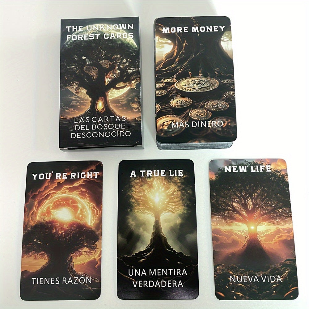 Spanish And English Tarot Cards, The Unknown Forest Oracle Cards, Fortune Telling Toys, Taro Deck With Keywords, 12x7cm Cards