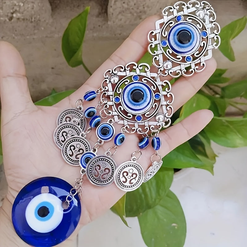 Blue Evil Eye Charm: 23cm/9.06in, 5cm/1.97in, No Feather, Plastic Material, No Power Required, Home Decor