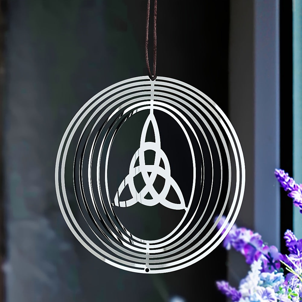 1pc Celtic Knot 3D Flowing Wind Chime, Stainless Steel Wind Spinner, Lucky Irish DIY Home Hanging Decor, Yard & Garden Decoration, Outdoor Hanging Ornament, 3.94inch