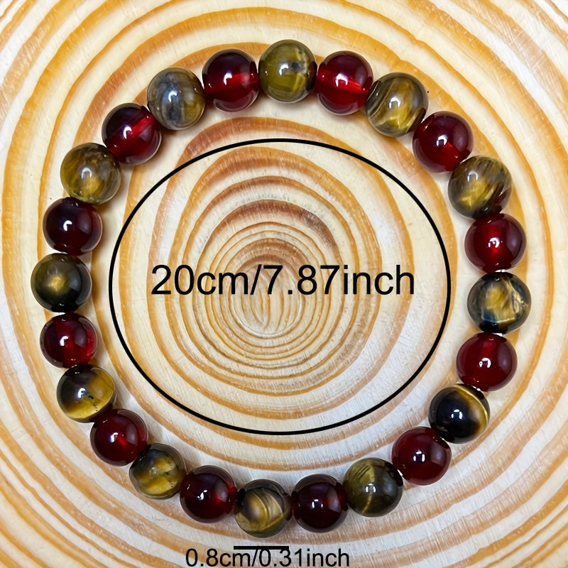 Passionate and Strong Protection Bracelet: 8mm Tiger Eye Stones, Unisex, Suitable for Holiday Gifts