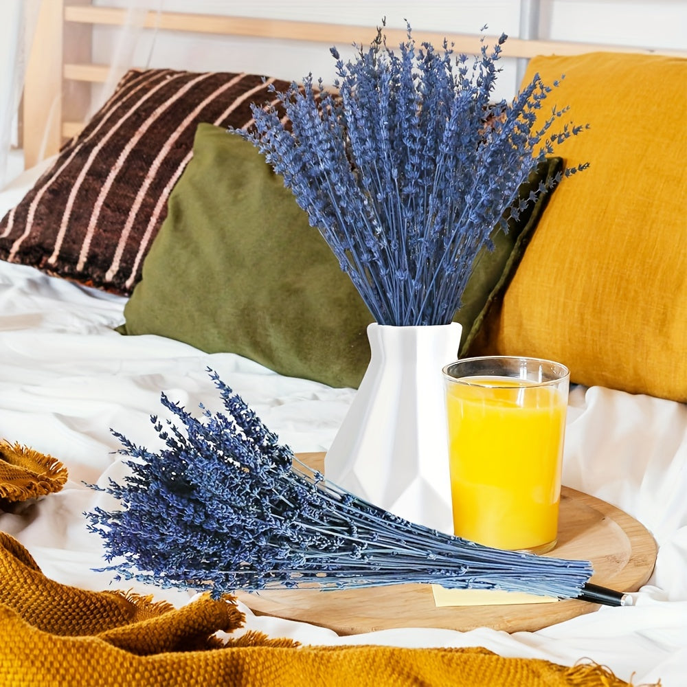 Premium Blue Lavender Bouquet - 50+ Stems, Dried & Preserved for Home Decor, Weddings, Showers | Aromatherapy Relaxation Fragrance