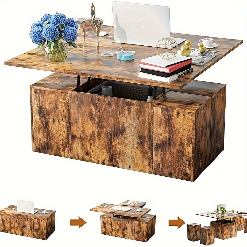 39.4"Modern Coffee Lift Table Dining Table, 3 In 1 Multi-Function Coffee Table With Storage For Living Room, Small Coffee Table For Dining Reception Room.