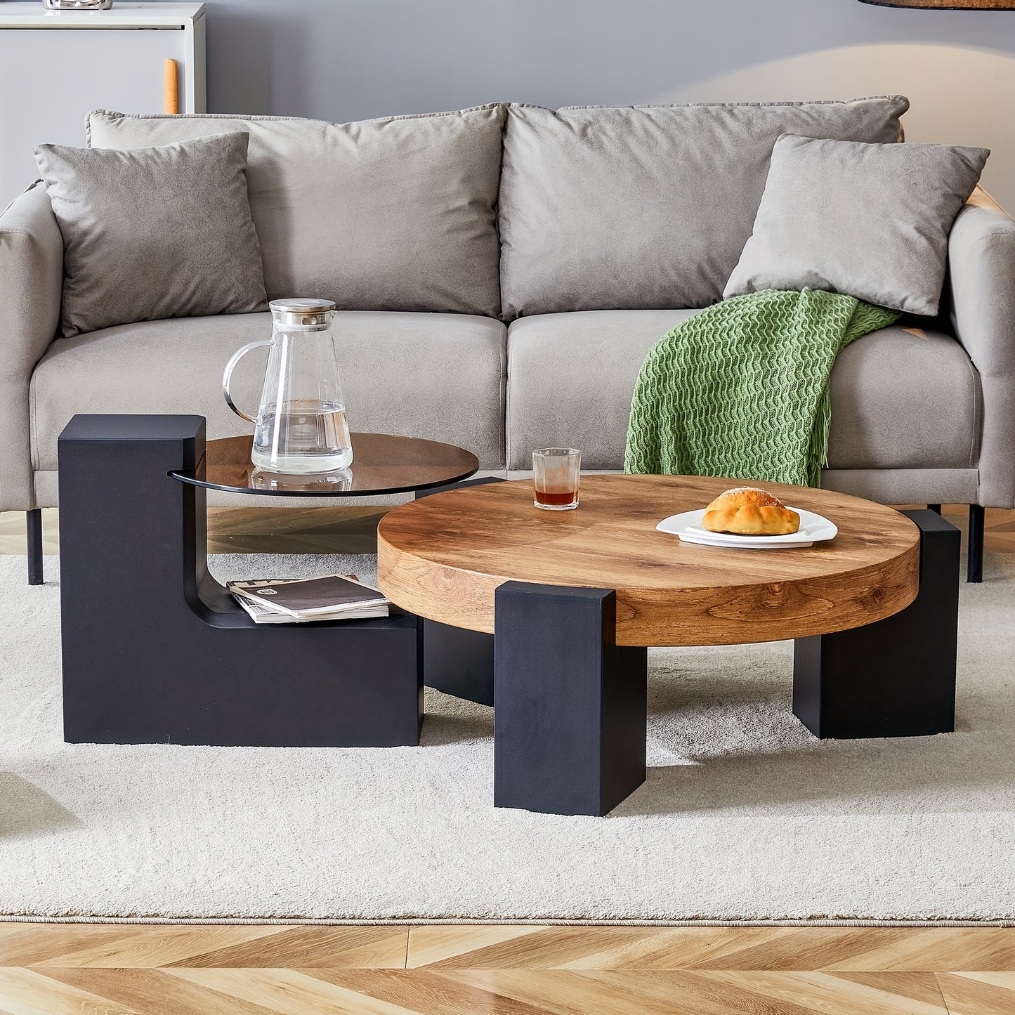 The Detachable Double-decker Coffee Tables For Living Room Round Table Circle Coffee Table For Small Space Home Office, Furniture For Living Room, Local Warehouse, Clearance Furniture, Farmhouse Clearance Items.