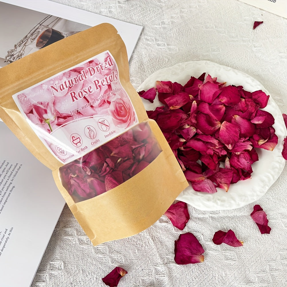 1.75oz/50g Natural Dried Red Rose Petals - Real Flower Material for DIY Crafts, Bath, Soap, Candle Making, Wedding Confetti - Non Edible Floral Decor