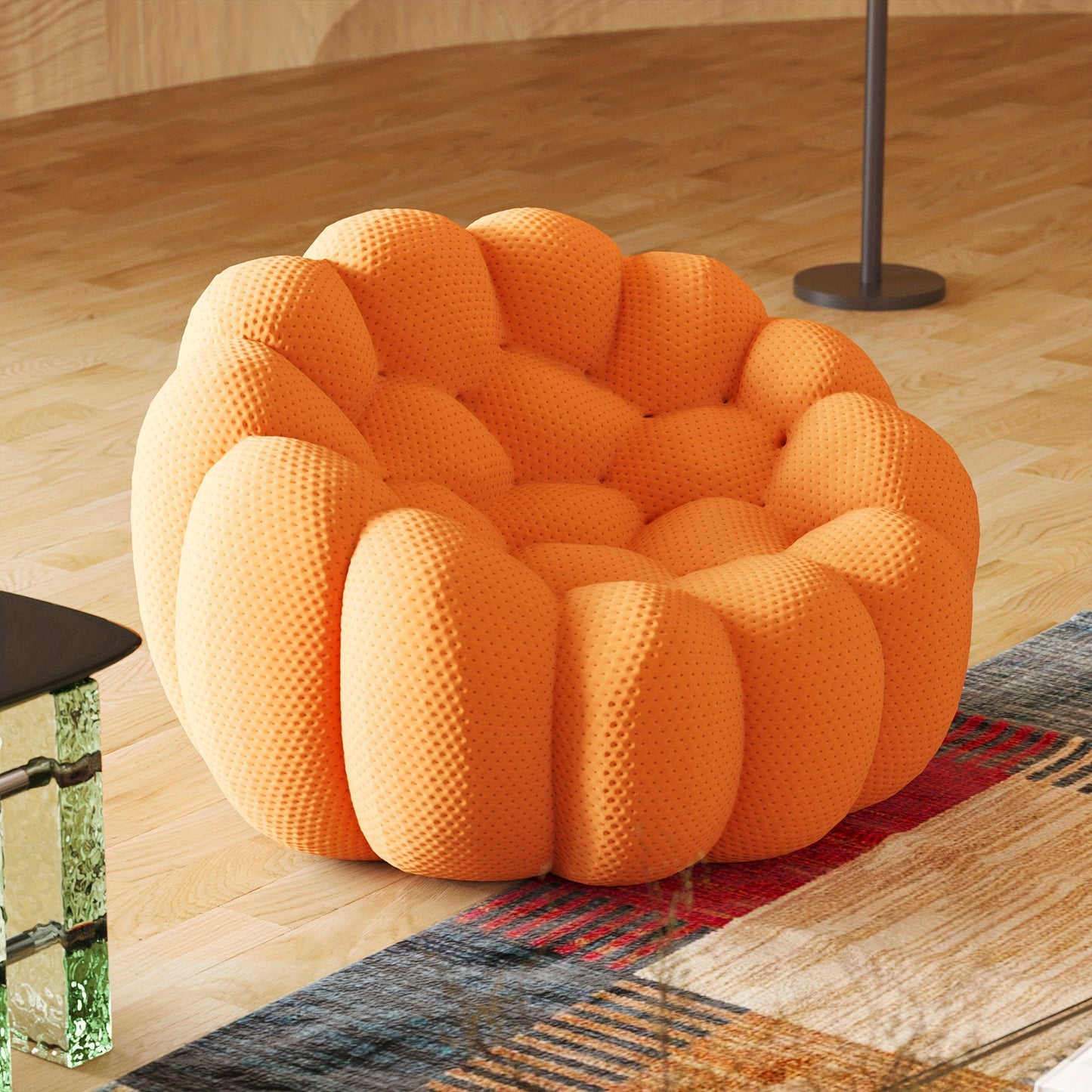 [Vibrant Orange Modular Bean Bag] Oversized 3D Textile Modular Bean Bag Sofa with Ottoman - Vibrant Orange, High-Resilience Foam for Ultimate Comfort, Durable Mesh Fabric, Easy No-Install Setup