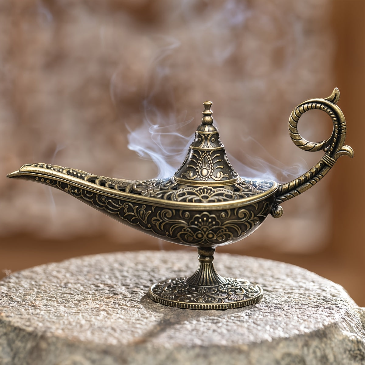 Aladdin'S Magic Lamp Incense Burner, Antique Metal Aromatherapy Holder, for Frankincense & Tibetan Incense, with Air Purification, for Festive Home Fragrance, Christmas, Halloween, Easter, St. Patrick'S Day