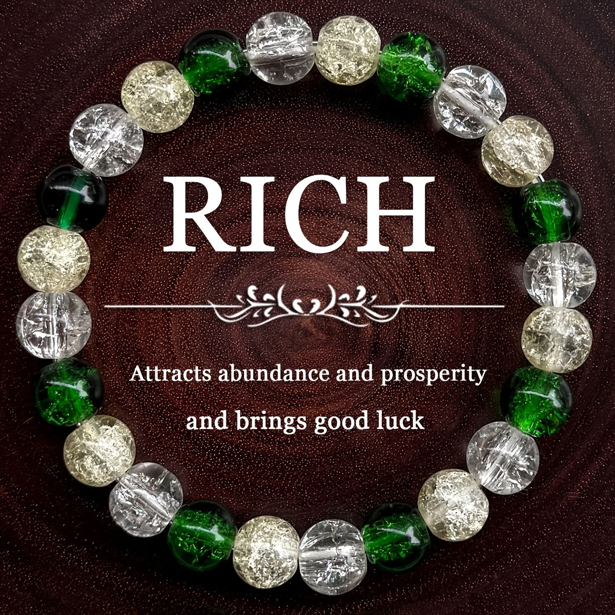 1pc Elegant Unisex Wealth Attraction Bracelet, Synthetic Crystal Glass Beads, Prosperity & Good Luck Charm, Ideal for Daily Wear & Valentine'S Day Gift, All-Season Accessory