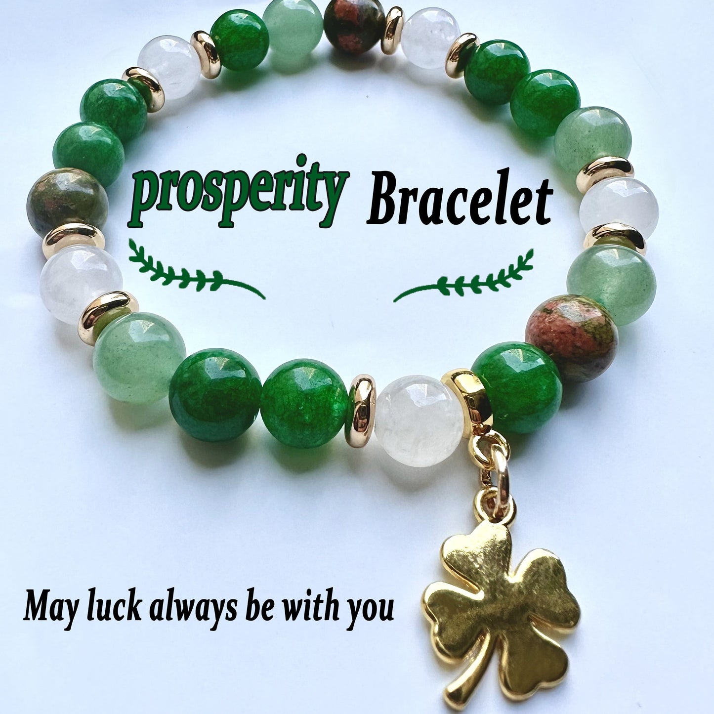 1pc Green Aventurine & Chrysocolla Beaded Bracelet with Four-Leaf Clover Charm, Natural Stone Prosperity Jewelry, Vintage Bohemian Style, St. Patrick'S Day & Thanksgiving Gift, Unisex Elegant Accessory