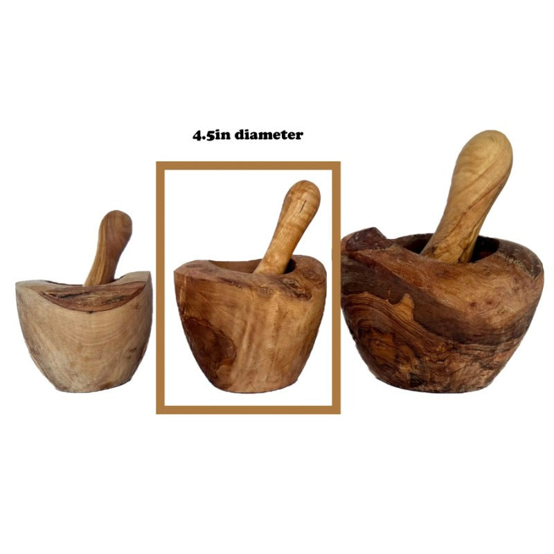 Olive Wood Rustic Mortar And Pestle