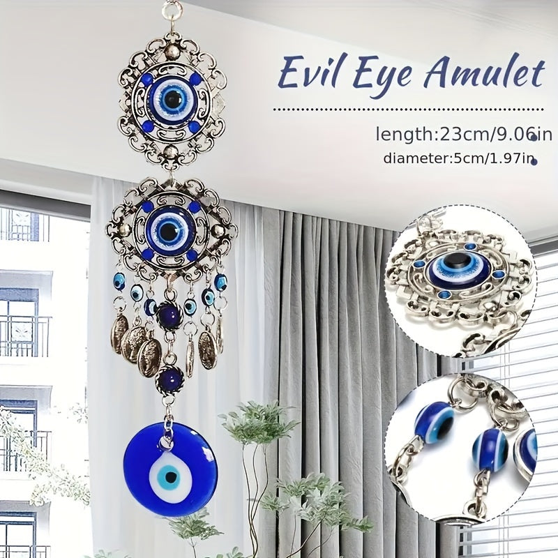 Blue Evil Eye Charm: 23cm/9.06in, 5cm/1.97in, No Feather, Plastic Material, No Power Required, Home Decor