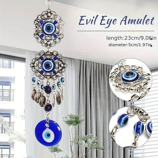 Blue Evil Eye Charm: 23cm/9.06in, 5cm/1.97in, No Feather, Plastic Material, No Power Required, Home Decor