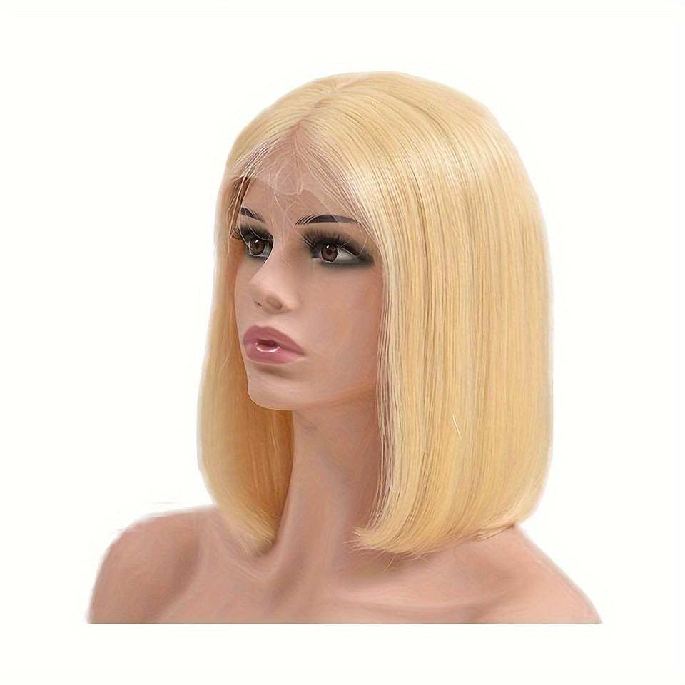 613 Blonde Bob Wig Human Hair 13x4 Blonde Lace Front Wigs Human Hair Pre Plucked Transparent Lace 180% Density 613 Frontal Wig Brazilian Straight Short Bob Wigs