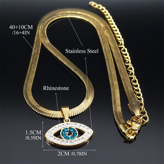 Fashion Islamic Eevil'S Eye Pendant Necklace Stainless Steel Men'S and Women'S Lucky Jewelry Amulet Türkiye Eye Necklace