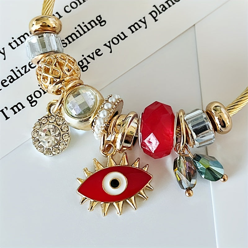 Vintage Tribal Charm Bracelet with Water Drilled Eye Pendant - Perfect for Everyday Wear and Gift Giving