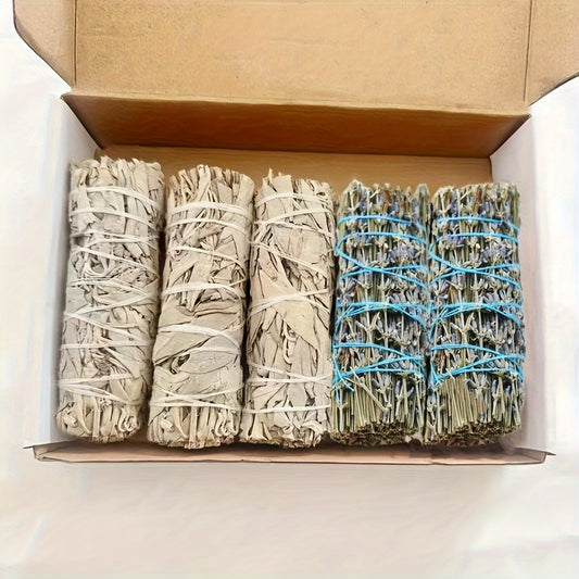 1 Set, White Sage And Lavender Aromatherapy Sticks Set, Rattan Material, Spiritual Energy Purification, Ideal For Holiday Gifting And Home