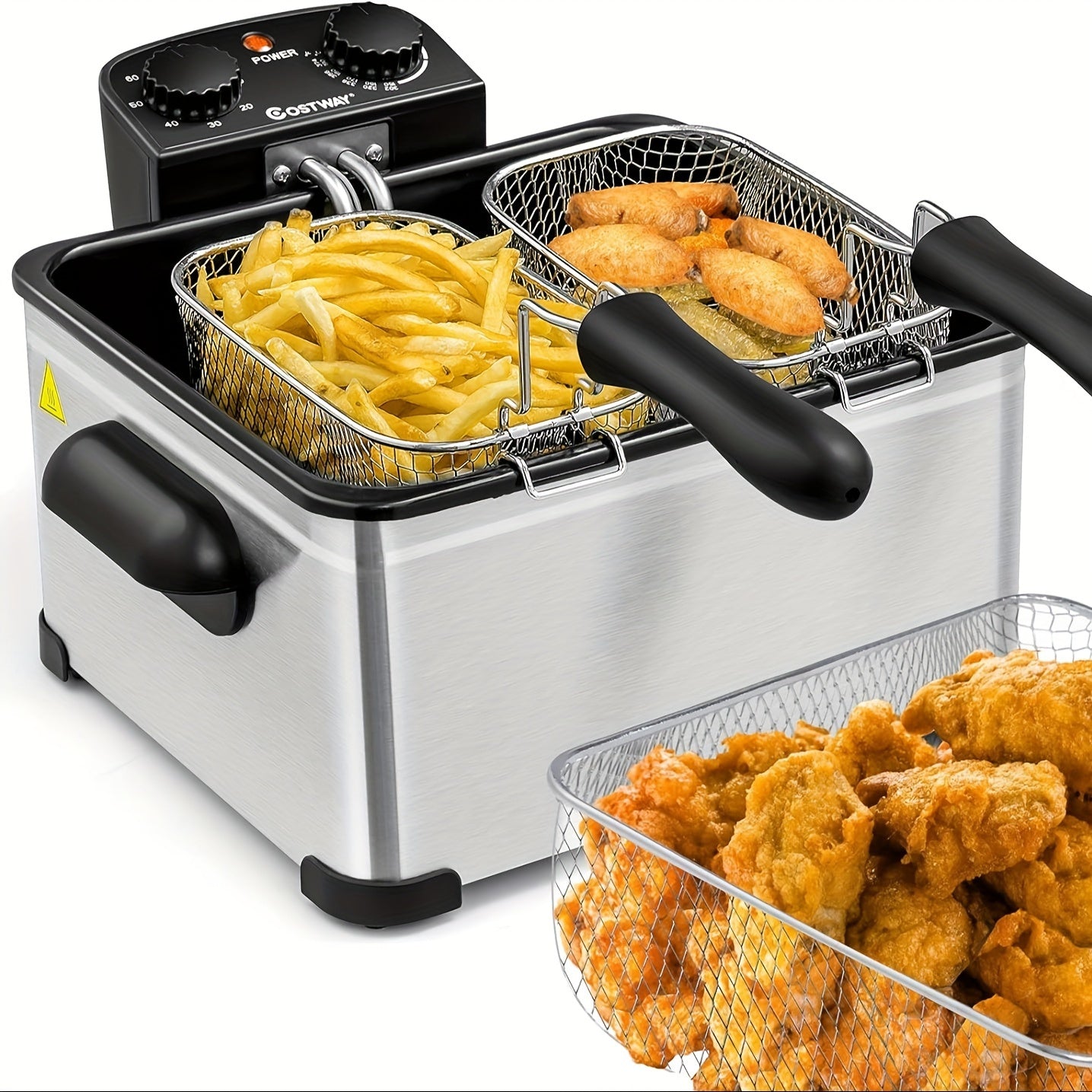 5.3Qt LIFEZEAL Deep Fryer - Stainless Steel Electric Oil Fryer with Adjustable Temperature, Timer, Lid with View Window, Professional Style, Perfect for Home Use, French Fries, Chicken, and More