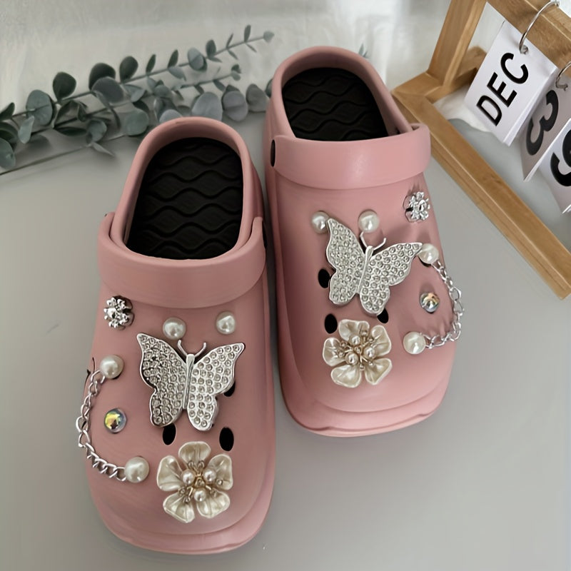 Casual Cartoon Bear Pattern Mules & Clogs for Women, Breathable EVA Platform Heel Clogs with Bow Embellishment, Versatile Indoor/Outdoor Fashion Footwear - Quanzhou Manufactured