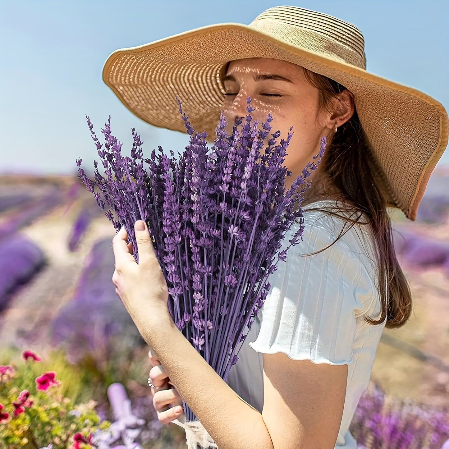 200+pcs Dried Purple Lavender Flowers Bundle - Dried Preserved Lavender Bouquet 12-17" Made form Fresh Lavender for Shower Weeding Home Vase Decor, Crafts, Aromatherapy, Fragrance