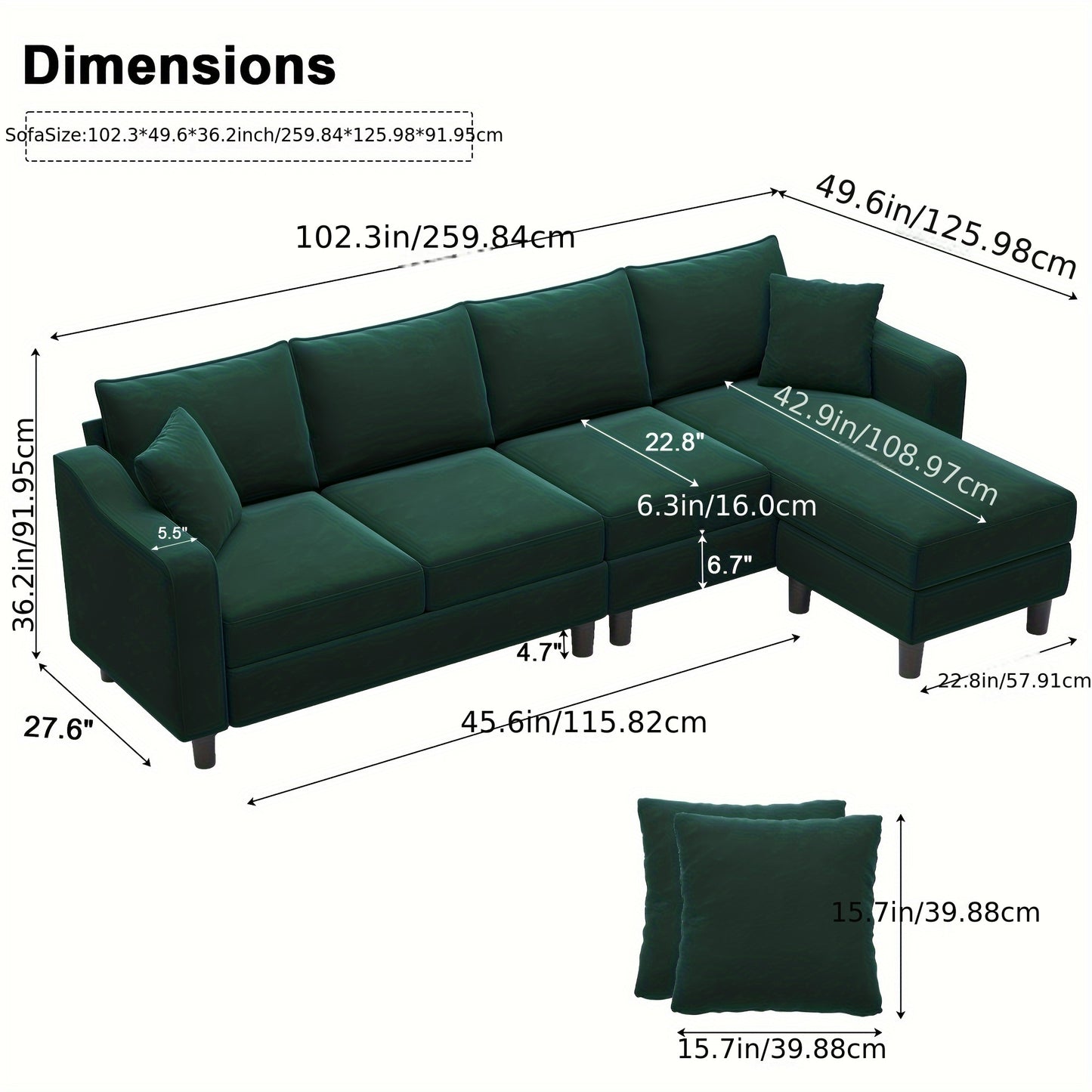 Belffin Velvet 4 Seat L Shaped Convertible Sectional Sofa Couch