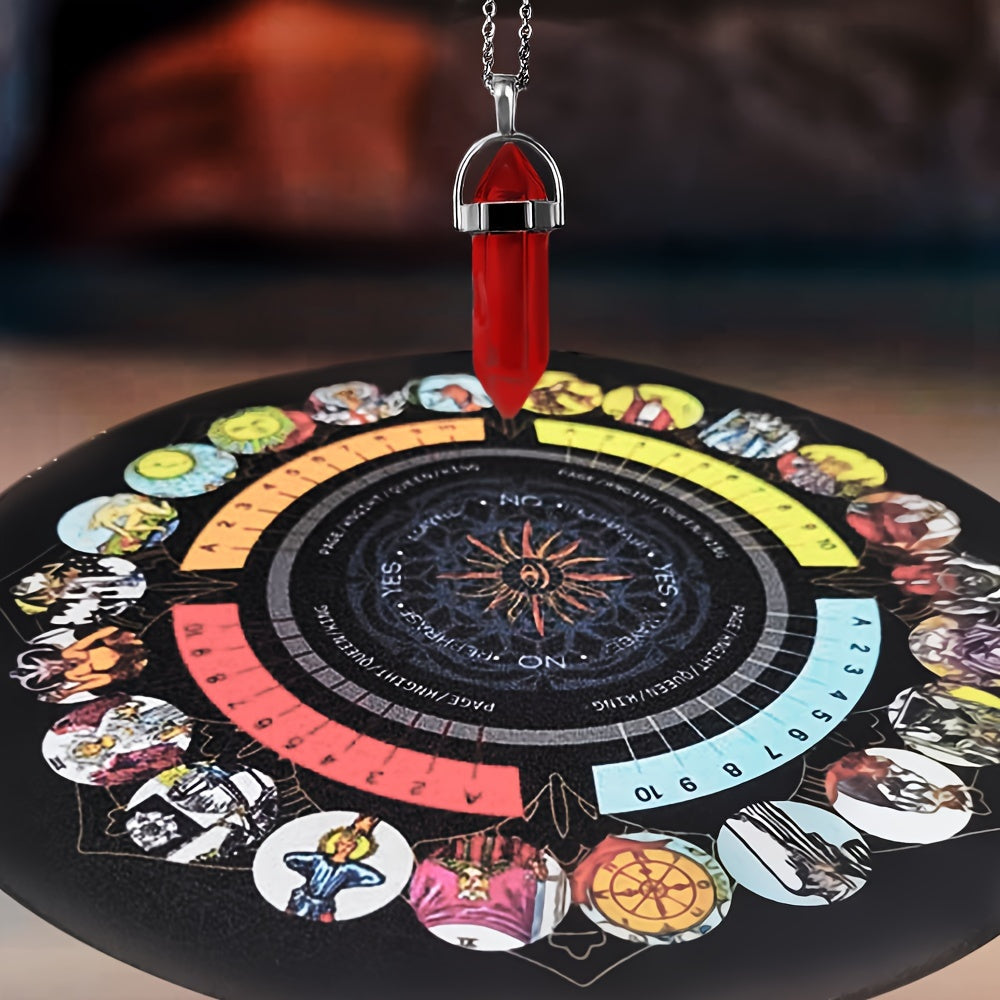 1-Piece Rubber Pendulum Mat for Divination, Tarot Card Reading, Zodiac Signs & Classic Witcher Pendulum Pad, Hypnosis Pendulum Mat for Rituals, Suitable for Ages 14+