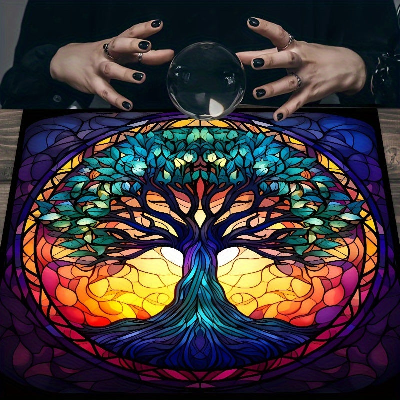 Tree Of Life Tarot Tablecloth - Colorful Altar Cloth For Divination, Witchcraft & Astrology | Polyester Oracle Card Mat Cover