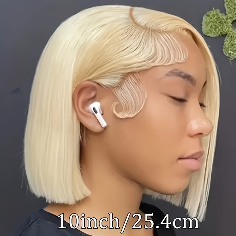 613 Blonde Bob Wig Human Hair 13x4 Blonde Lace Front Wigs Human Hair Pre Plucked Transparent Lace 180% Density 613 Frontal Wig Brazilian Straight Short Bob Wigs