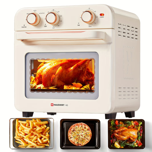 Hauswirt Air Fryer Conventional Oven K3, 6-in-1 Combo, 19L Extra Capacity Air Fryer, Baking And Frying Integrated, 1250 Watts, 150°F - 450°F, Non-Stick, Stainless Steel, Online Recipe Booklet