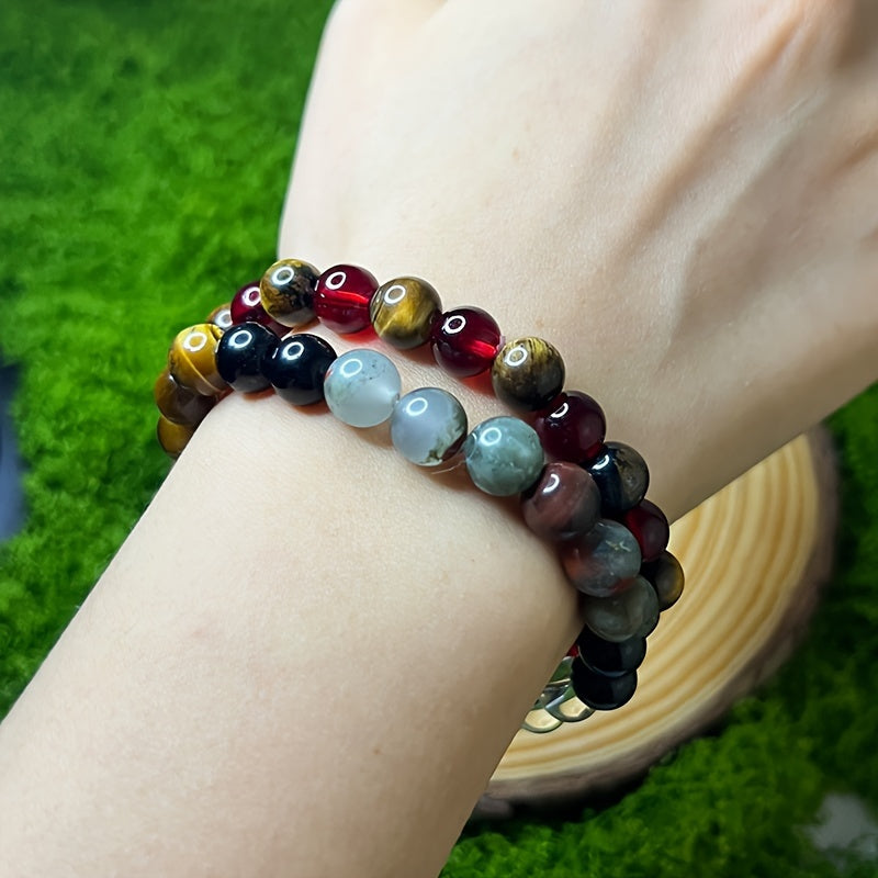 Passionate and Strong Protection Bracelet: 8mm Tiger Eye Stones, Unisex, Suitable for Holiday Gifts