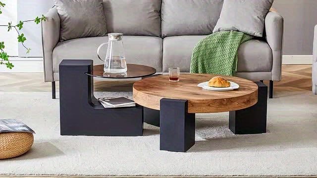 The Detachable Double-decker Coffee Tables For Living Room Round Table Circle Coffee Table For Small Space Home Office, Furniture For Living Room, Local Warehouse, Clearance Furniture, Farmhouse Clearance Items.