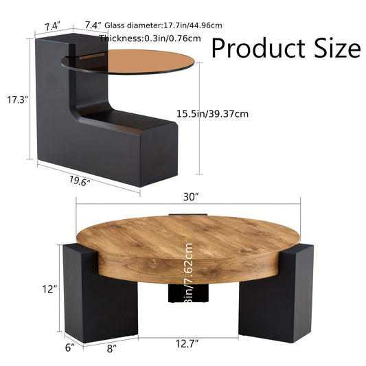 The Detachable Double-decker Coffee Tables For Living Room Round Table Circle Coffee Table For Small Space Home Office, Furniture For Living Room, Local Warehouse, Clearance Furniture, Farmhouse Clearance Items.