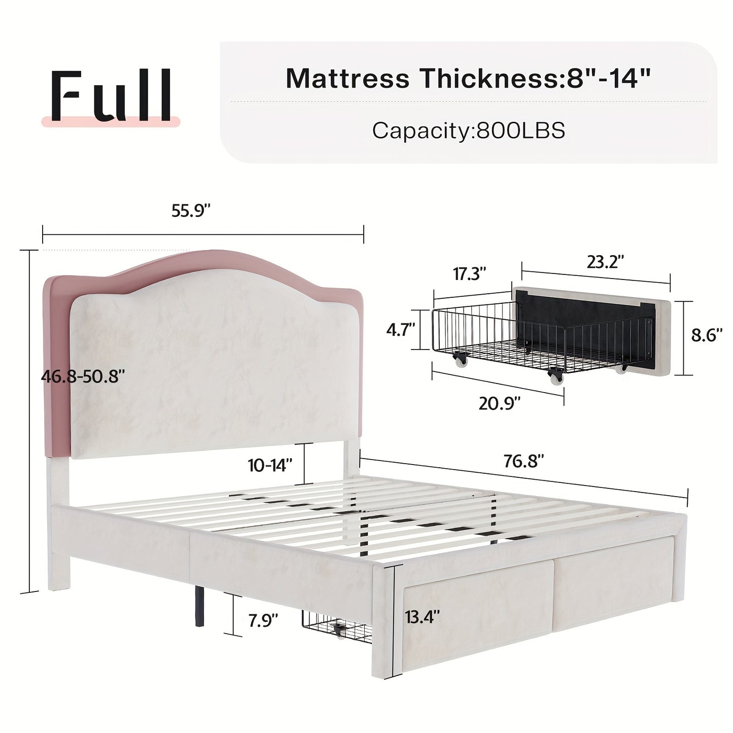 PaPaJet LED Twin Bed Frames With Storage Drawer, Upholstered Platform Bed With Adjustable Headboard, No Box Spring Needed, Easy Assembly