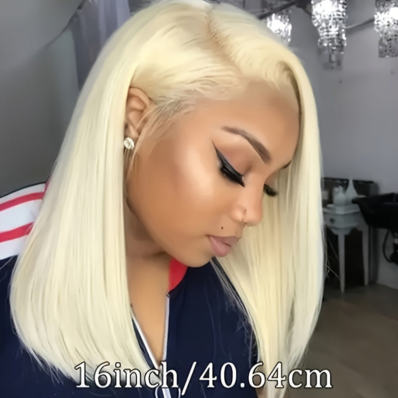 613 Blonde Bob Wig Human Hair 13x4 Blonde Lace Front Wigs Human Hair Pre Plucked Transparent Lace 180% Density 613 Frontal Wig Brazilian Straight Short Bob Wigs