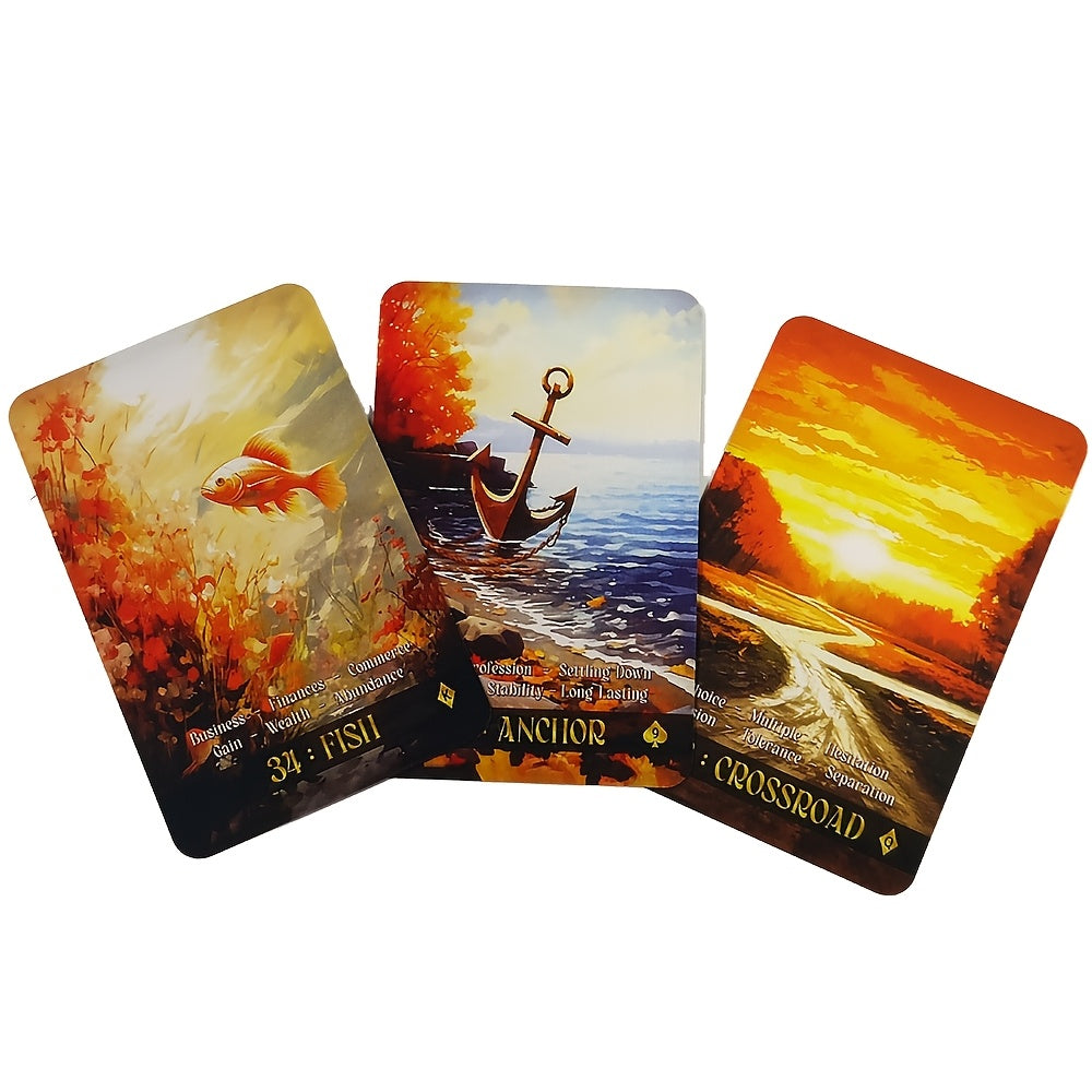 [1 Set Mystic Autumn Lenormand Cards] Mystic Autumn Lenormand Deck | 36 Cards | Fun Guided Reflection Game, Compact Inspiration Cards | Holiday Gifts for Ages 14 And Up