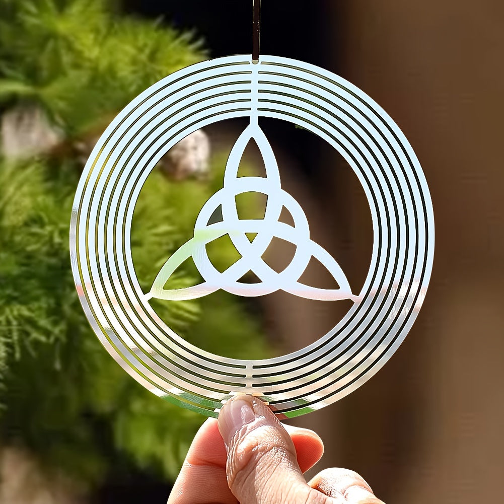 1pc Celtic Knot 3D Flowing Wind Chime, Stainless Steel Wind Spinner, Lucky Irish DIY Home Hanging Decor, Yard & Garden Decoration, Outdoor Hanging Ornament, 3.94inch