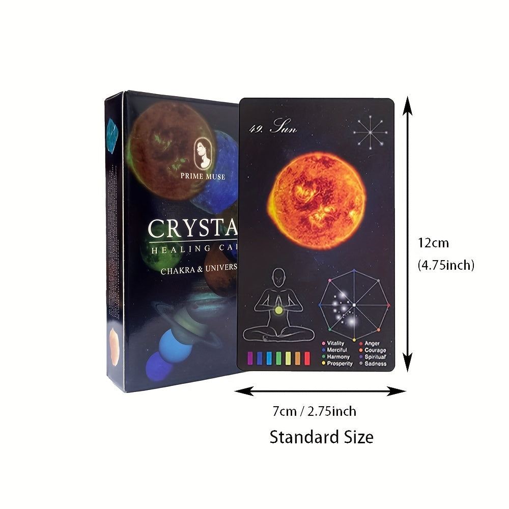 Crystal Healing & Planet Oracle Cards Deck - 60 Card Stock Divination Cards with Guidebook for Astrology & Energy Work, Educational Tarot Game for Adults, Teens 14+