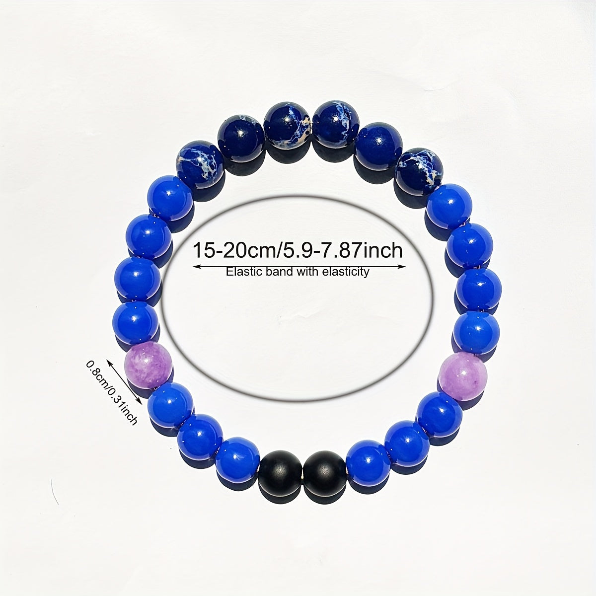 1pc Handcrafted Wisdom Stone Beads with Lapis Lazuli & Amethyst for Men And Women, Enhances Intuition And Clears Energy Blockages - Accessory for Learning And Memory