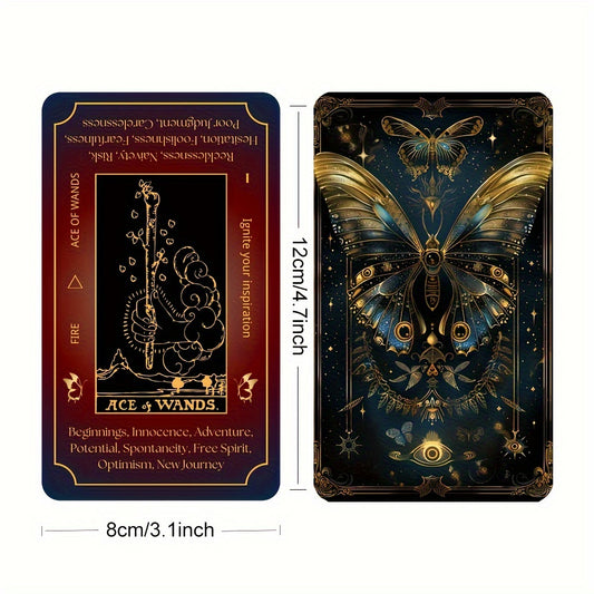 Enchanting Iridescent Butterfly Tarot Deck with Keywords - 78 Spiritual Cards, Rider-Waite Inspired Design for Beginners & Pros