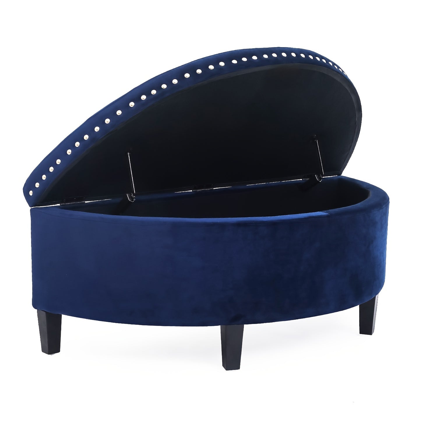 43.5" Storage Bench Velvet Button Tufted Half Moon Storage Ottoman With Rivet Storage Bench For Living Room Bedroom Entryway