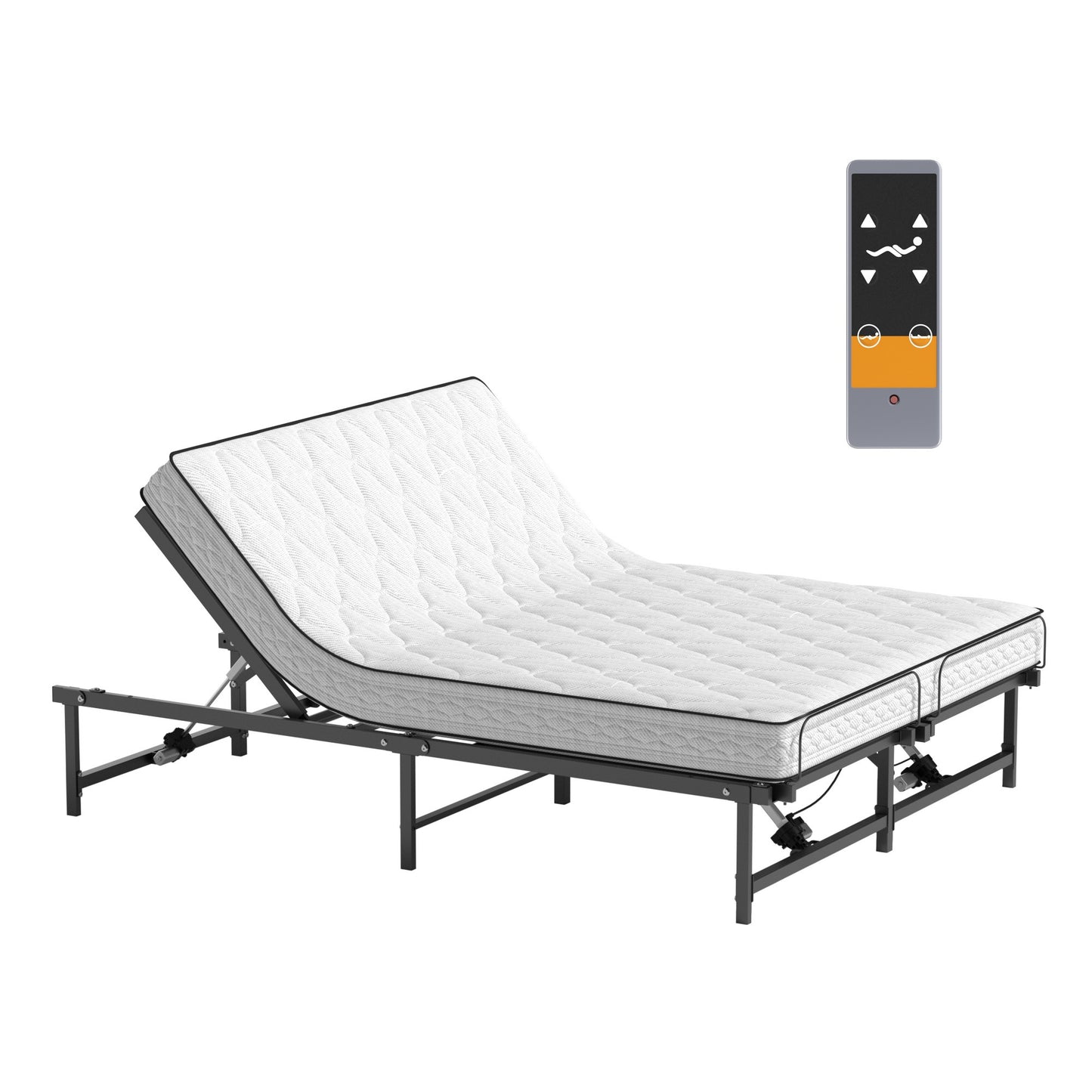 Adjustable Bed Frame Queen Size Electric Adjustable Bed Base with Head and Foot Incline Low-Noise Motor and Remote Control, Electric Bed Frame Fit for Most Mattress, Black