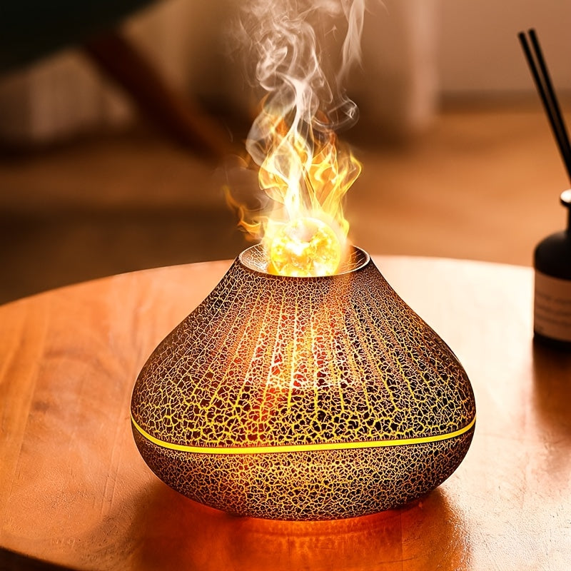 USB-Powered Volcanic Lava Crack Aromatherapy Diffuser with Humidifier, Night Light & Essential Oil Functionality – Ideal for Home Decor, Bedroom, Office, and Car