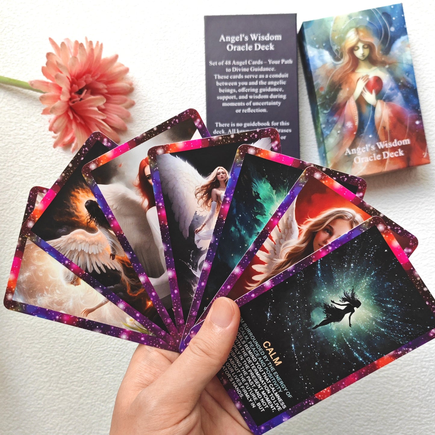 48 Angel Wisdom Oracle Card Set, Suitable For Beginners Oracle Card Set, Angel Digital Belief Card, Oracle Card, Guide Your Sacred Path, Christmas Gifts For Family And Friends