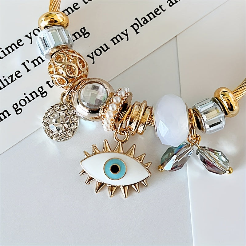 Vintage Tribal Charm Bracelet with Water Drilled Eye Pendant - Perfect for Everyday Wear and Gift Giving