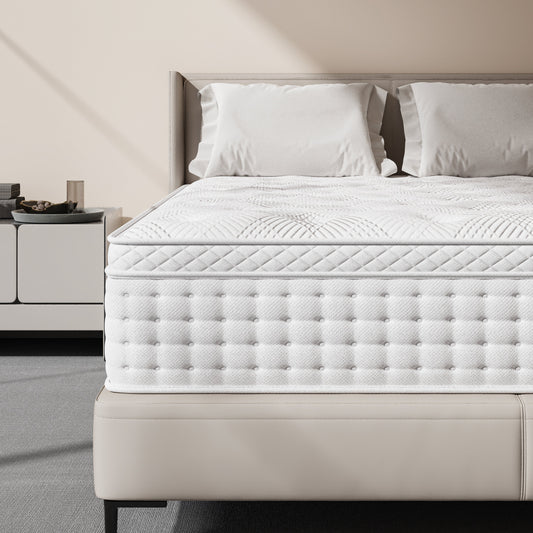 Assembled In USA -Twin/Queen/King Size Mattress, Premium High Quality Deep Sleep Firm Mattress Extra Lumbar Support, Memory Foam Hybrid Euro Top Luxury Mattress, Individually Wrapped Pocket Coils And Motion Isolation