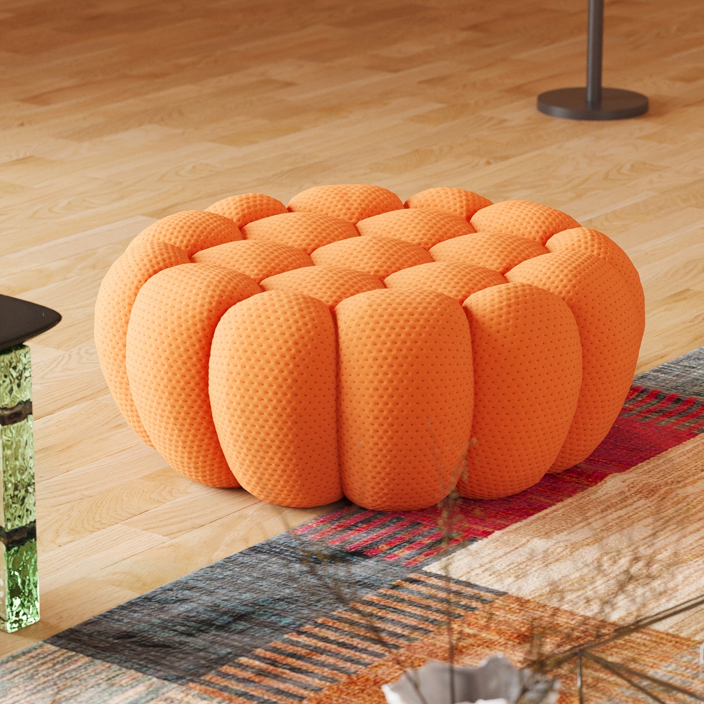 [Vibrant Orange Modular Bean Bag] Oversized 3D Textile Modular Bean Bag Sofa with Ottoman - Vibrant Orange, High-Resilience Foam for Ultimate Comfort, Durable Mesh Fabric, Easy No-Install Setup