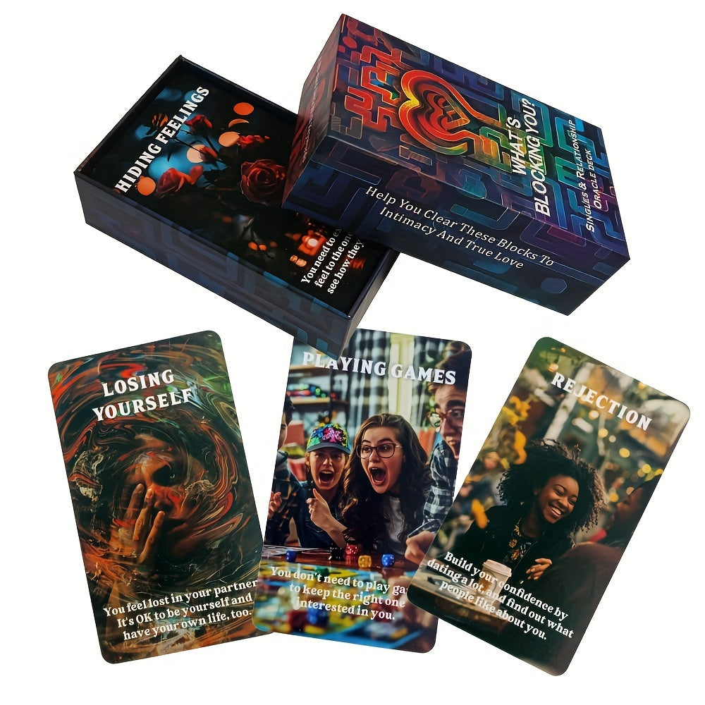 80-Card Singles Relationship Oracle Deck, Love Blockages Theme, Fortune Telling Party Game with Card Meanings, Guide for Personal Growth, Paper Material, Ideal for Ages 14+ - Unique Christmas & Party Gift