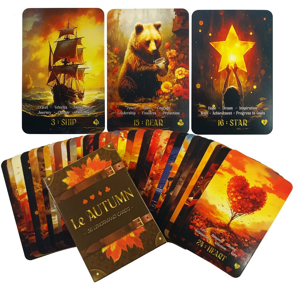 [1 Set Mystic Autumn Lenormand Cards] Mystic Autumn Lenormand Deck | 36 Cards | Fun Guided Reflection Game, Compact Inspiration Cards | Holiday Gifts for Ages 14 And Up