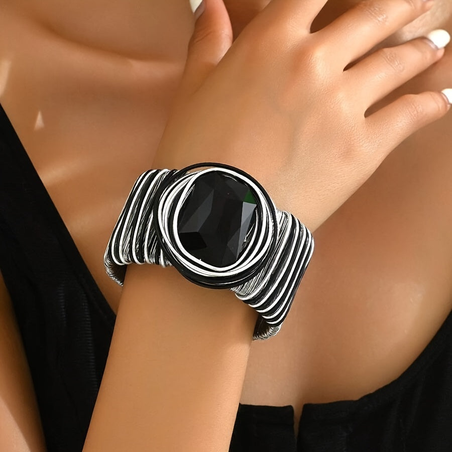 Elegant Boho-Chic Wide Cuff Bracelet for Women - UV Plated Alloy, Perfect for Everyday & Gift Giving