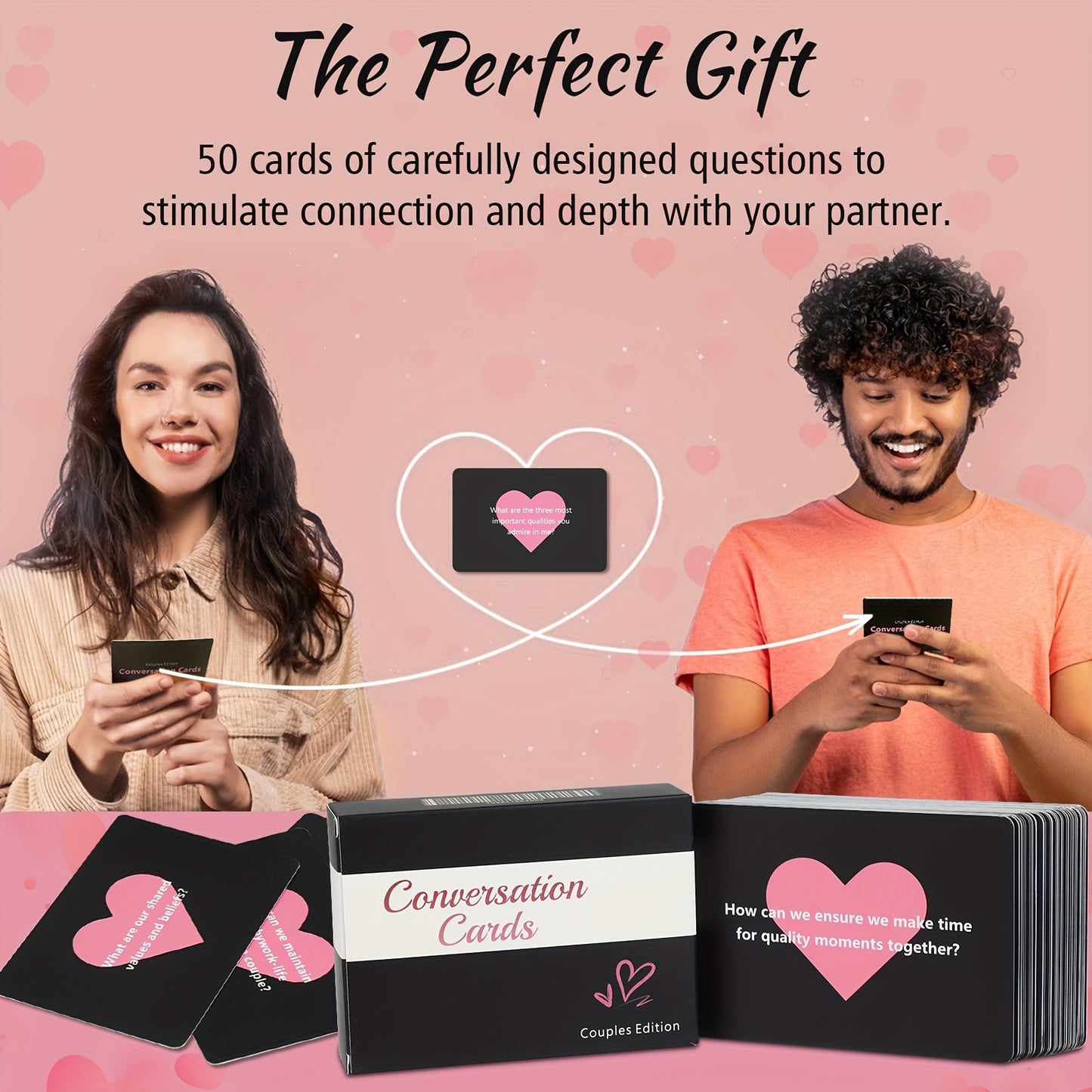 50 Conversation Cards: Enhance Intimacy and Communication with Your Partner - Perfect for Date Nights, Valentine's Day, Anniversaries, and More Special Occasions